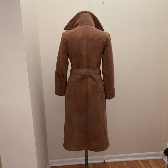 Vintage 70s Abercrombie & Fitch Tan Penny Lane Lamb Shearling Trench Coat Sz S/M - Picture 5 of 16